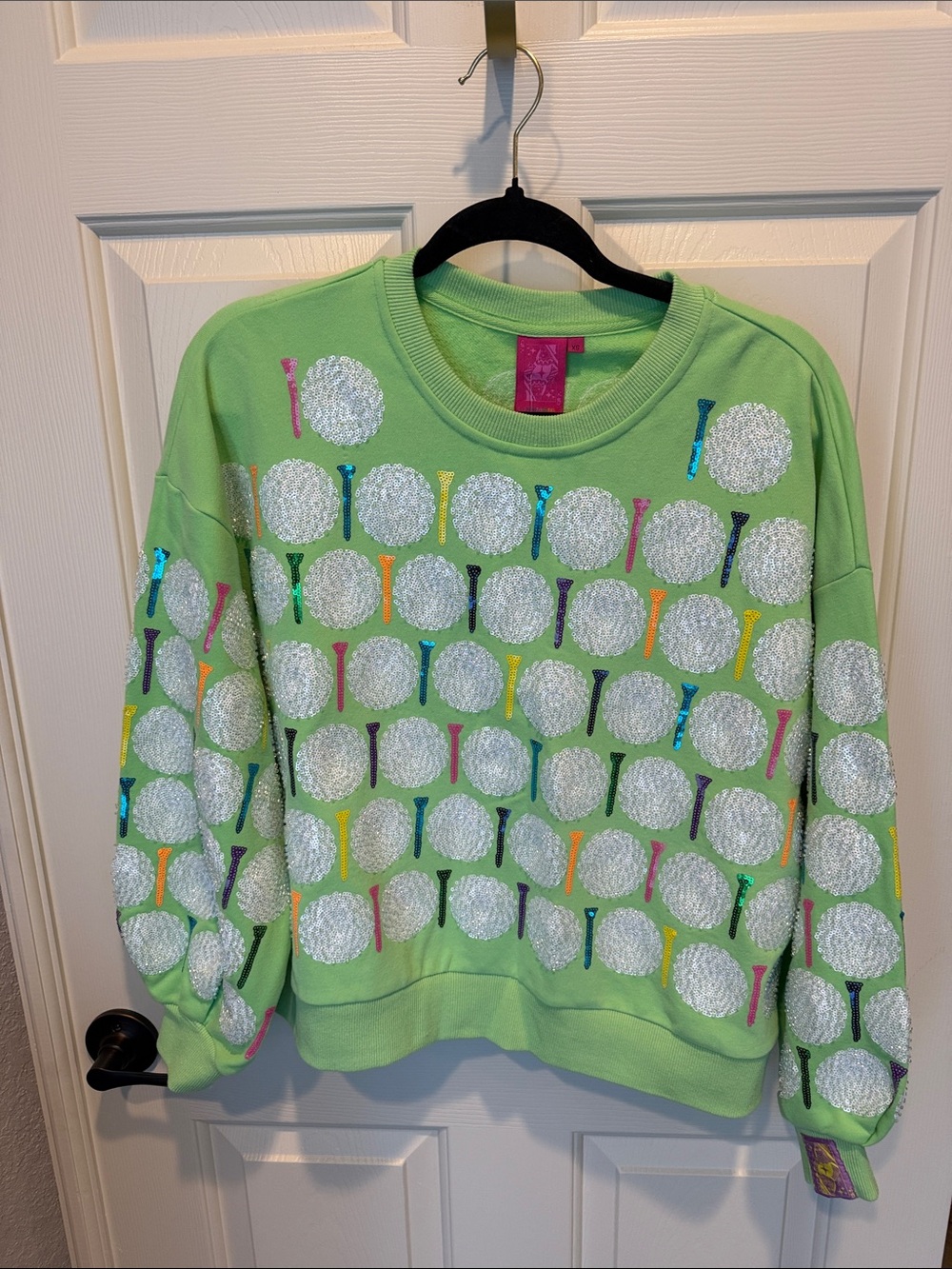 Queen of Sparkles Green Golf Tee & Ball Sequin Sweatshirt